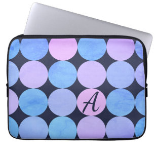 Blå Lila och Rosa Circles Monogram Laptop Fodral