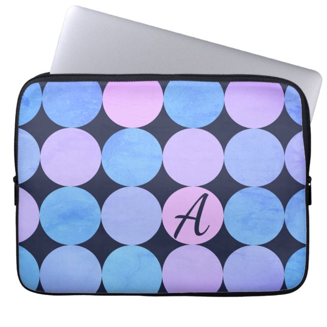 Blå Lila och Rosa Circles Monogram Laptop Fodral (Framsidan)