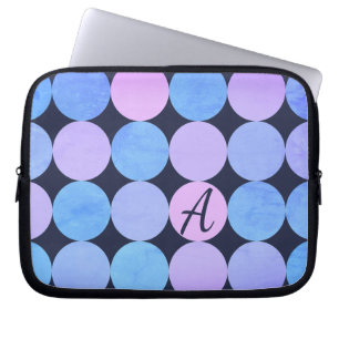 Blå Lila och Rosa Circles Monogram Laptop Sleeve