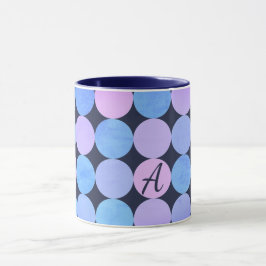 Blå Lila och Rosa Circles Monogram Mugg