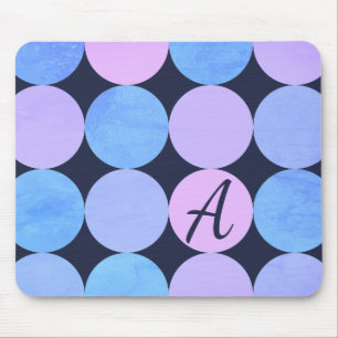 Blå Lila och Rosa Circles Monogram Musmatta
