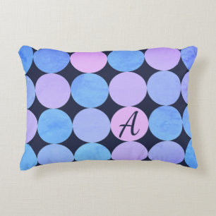 Blå Lila och Rosa Circles Monogram Prydnadskudde