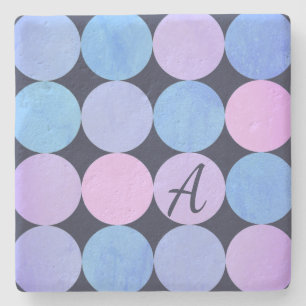 Blå Lila och Rosa Circles Monogram Underlägg Sten