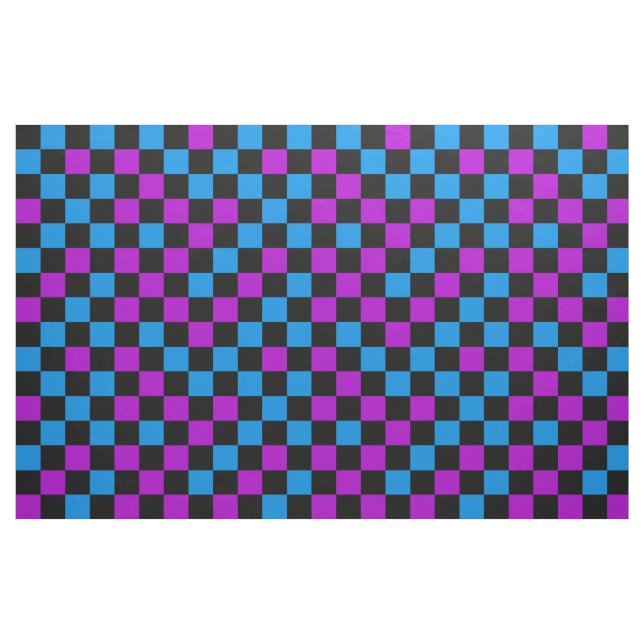Blå Lila Och Svart Rutig Mönster  Tyg (Fat Quarter)