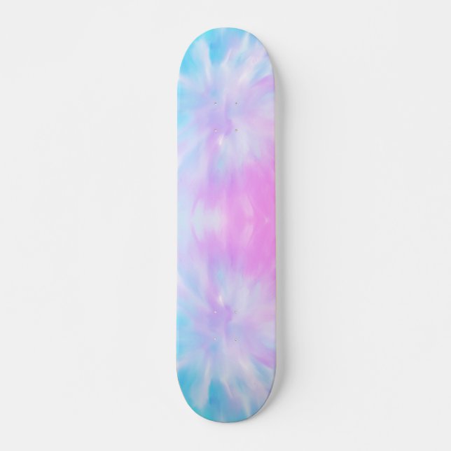 Blå Lila Pastel Tie Dye Skateboard (Framsida)