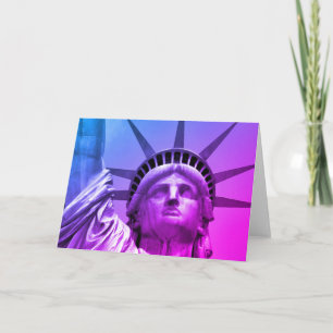 Blå Lila Pop Art Staty över Frihet New York Kort