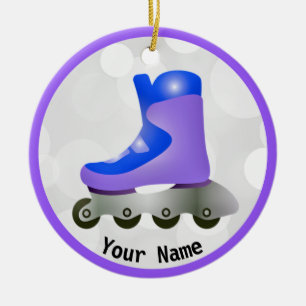 Blå Lila Rollerbladskal, design Julgransprydnad Keramik