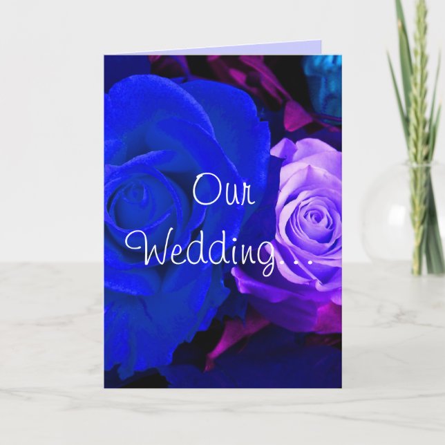 Blå Lila Ros Inbjudan (Framsida)