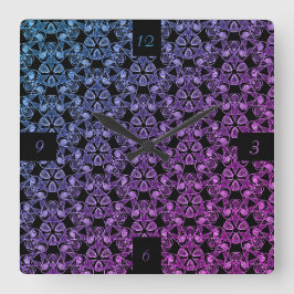 Blå Lila Rosa Abstrakt Fyrkantig Klocka