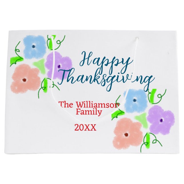 Blå lila rosa happy thanksgiving add-familj n. (Framsidan)