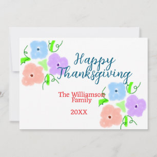 Blå lila rosa happy thanksgiving add-familj n. inbjudningar