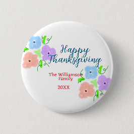 Blå lila rosa happy thanksgiving add-familj n. knapp