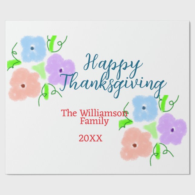Blå lila rosa happy thanksgiving add-familj n. presentpapper (Platt)