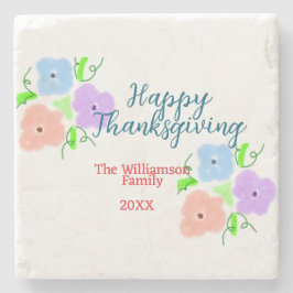 Blå lila rosa happy thanksgiving add-familj n. stenunderlägg