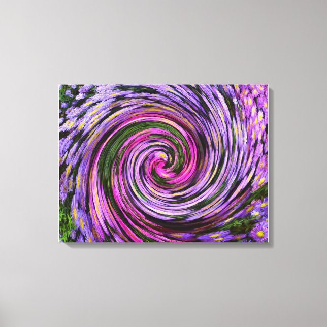 Blå Lila Rosa Morsa Flower Swirl Canvas (Framsida)