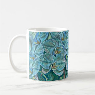 Blå lila, söta orkidblommor kaffemugg
