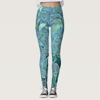 Blå lila, söta orkidblommor leggings