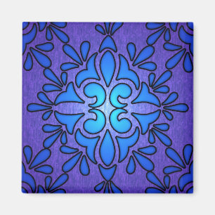 Blå lila Stained Glass-stil design Magnet