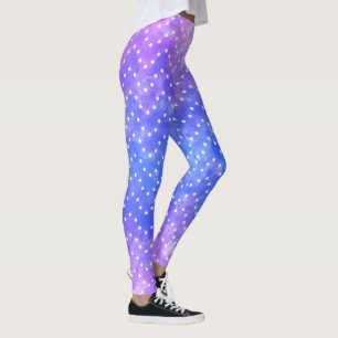 Blå Lila Starry Night Himlar Galaxy Watercolor Leggings