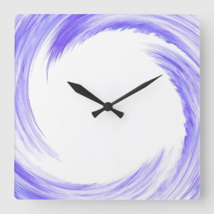 Blå Lila Swirl Abstrakt Art Fyrkantig Klocka