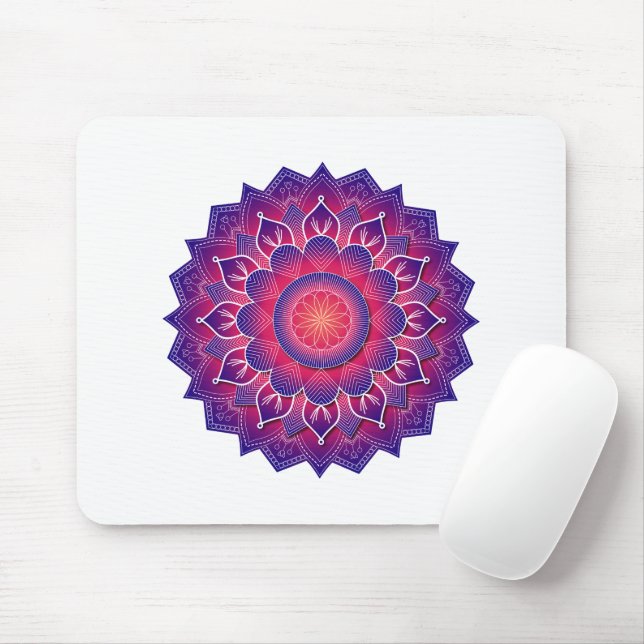 Blå Lila Traditionell Mandala-design     Musmatta (Med mus)