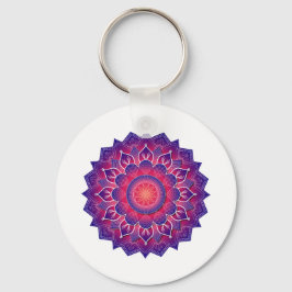 Blå Lila Traditionell Mandala-design Nyckelring