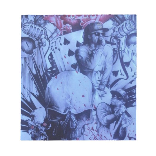 Blå Lila-utskrift för polmusiker Anteckningsblock (Framsida)