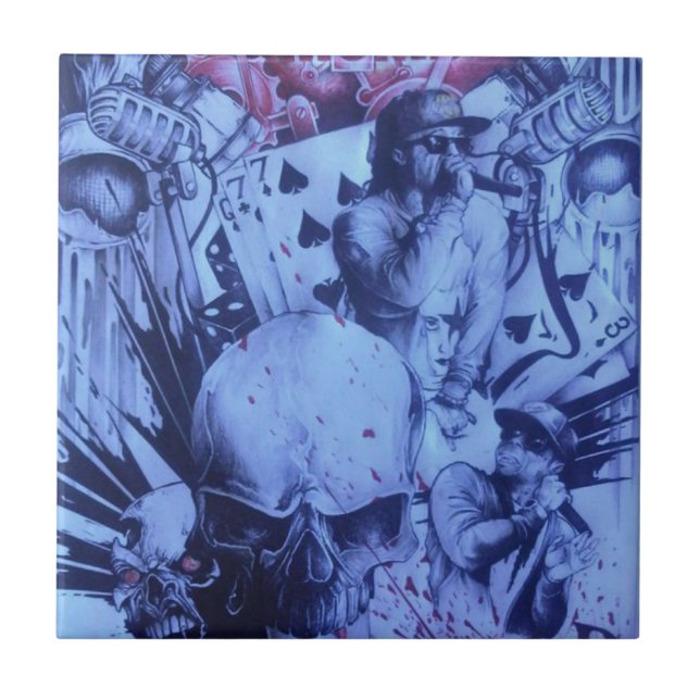 Blå Lila-utskrift för polmusiker Kakelplatta (Framsidan)