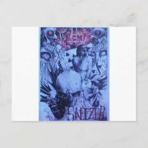 Blå Lila-utskrift för polmusiker Vykort