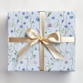 Blå Lila Vacker Vildblomma Blommönster Presentpapper
