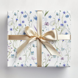 Blå Lila Vacker Vildblomma Blommönster Presentpapper