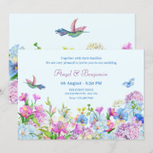 Blå Lila Vattenfärg Blommblomma bröllop