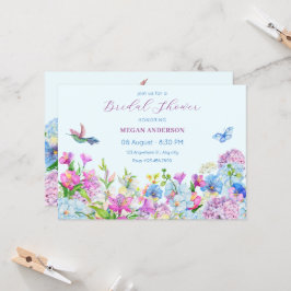 Blå Lila Vattenfärgsblomma Blommblomma möhippa Inbjudningar