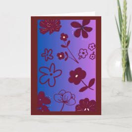 Blå Lila & Vinröd Blommig Design Kort
