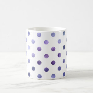 Blå Lila Violet Metallic Faux Foil Polka Dot Kaffemugg