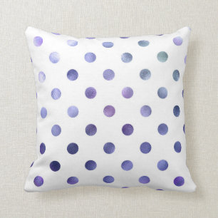 Blå Lila Violet Metallic Faux Foil Polka Dot Kudde