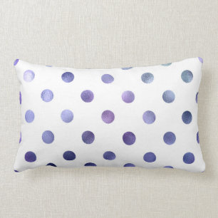 Blå Lila Violet Metallic Faux Foil Polka Dot Lumbarkudde