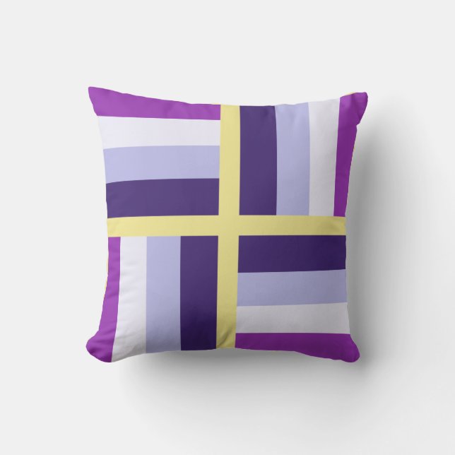 Blå Lila Vit Gul Kudde (Framsida)