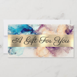 Blå Lila Watercolor Gold Foil Gift Certificate