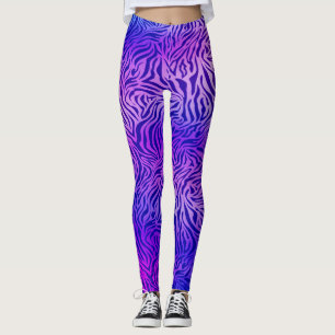 Blå lila zebra-baljväxter leggings