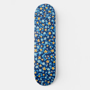 Blå lilla blommor Mönster Mini Skateboard Bräda 18,5 Cm