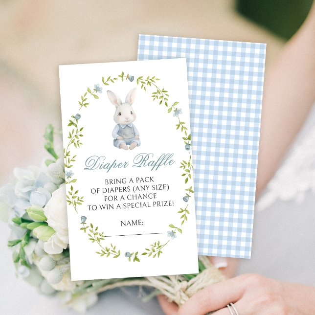 Blå lilla Bunny Pojke Shower Raffle Tilläggskort (Skapare uppladdad)