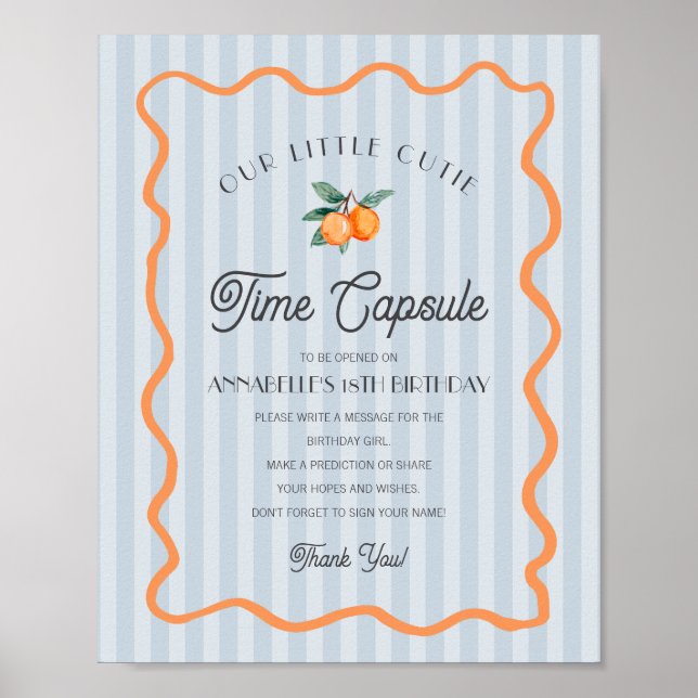 Blå lilla Cutie Citrus Birthday Time Capsule Poster (Framsidan)