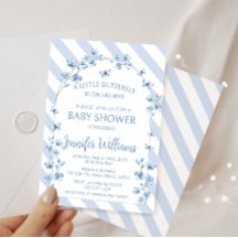 Blå lilla fjärilshuset blommigt pojke-dusch