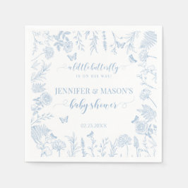 Blå lilla fjärilshuset elegant pojke-dusch pappersservett