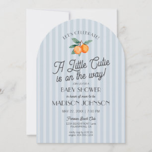 Blå lilla kutie på hur citrus Baby Shower Inbjudningar