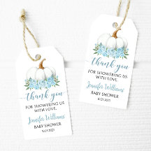 Blå lilla pumpa pojke dusch tack märkre