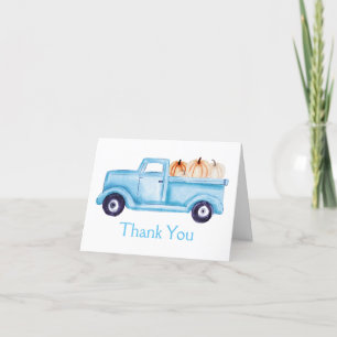 Blå lilla Pumpkin Lastbil Baby Shower Photo Tack Kort