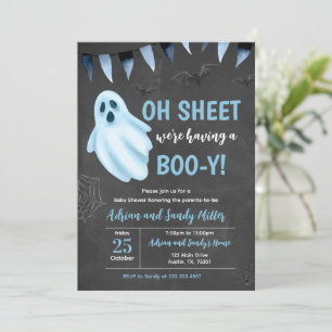 Blå Lille Boo Bebis Shower Inbjudan