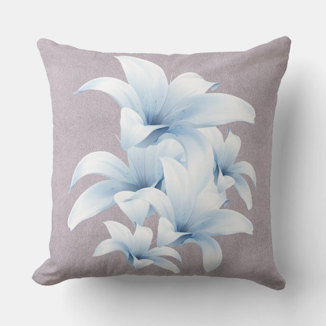 Blå Lily Peace Kärlek Pillow Kudde (Framsida)